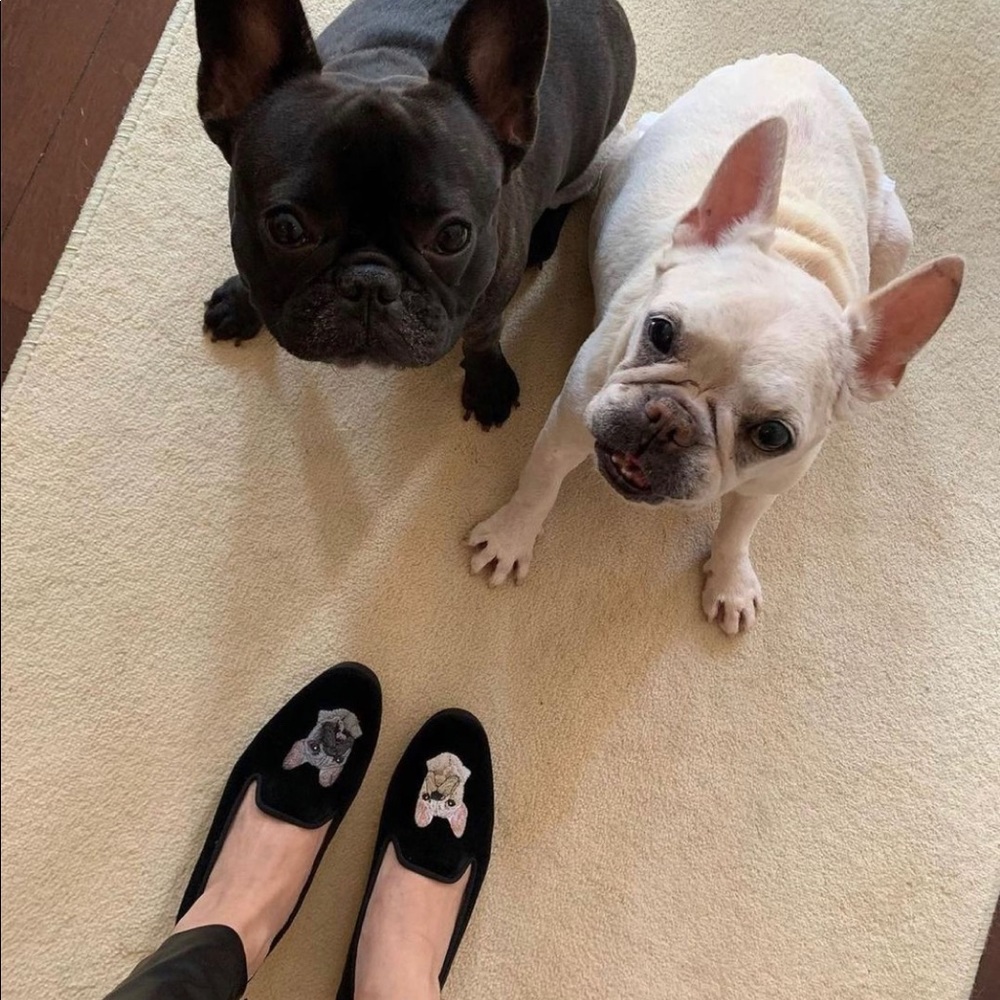 Stubbs & Wootton Frenchie Embroidered Slippers 6.5